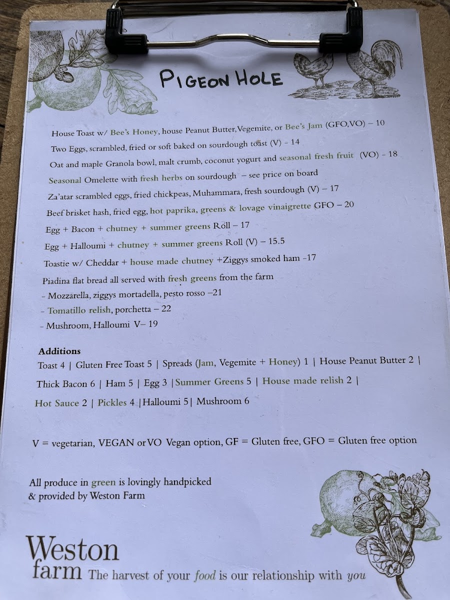 Menu Pigeon Hole-2